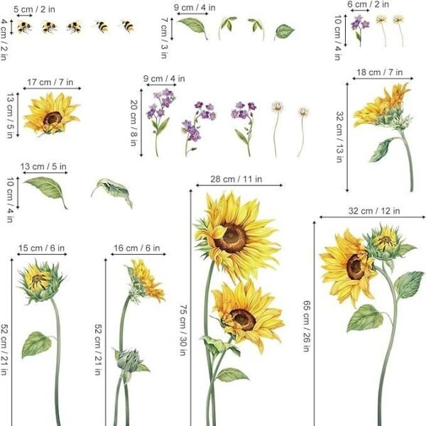 Large Sunflower Wall Decals Flower Grass Wall Stickers - Image 2