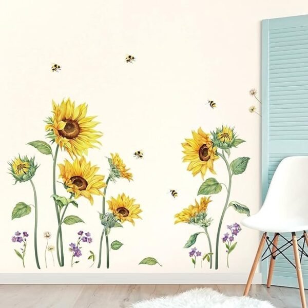 Large Sunflower Wall Decals Flower Grass Wall Stickers - Image 3