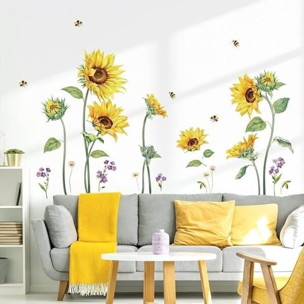 Large Sunflower Wall Decals Flower Grass Wall Stickers