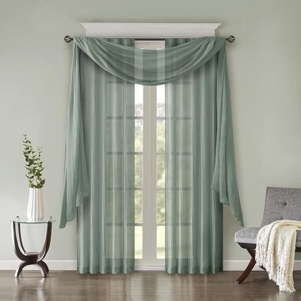 Voile Swag Curtains for Living Room, Kitchen, and Bedroom Decor, Weddings, Events - 37" x 216 - Image 3